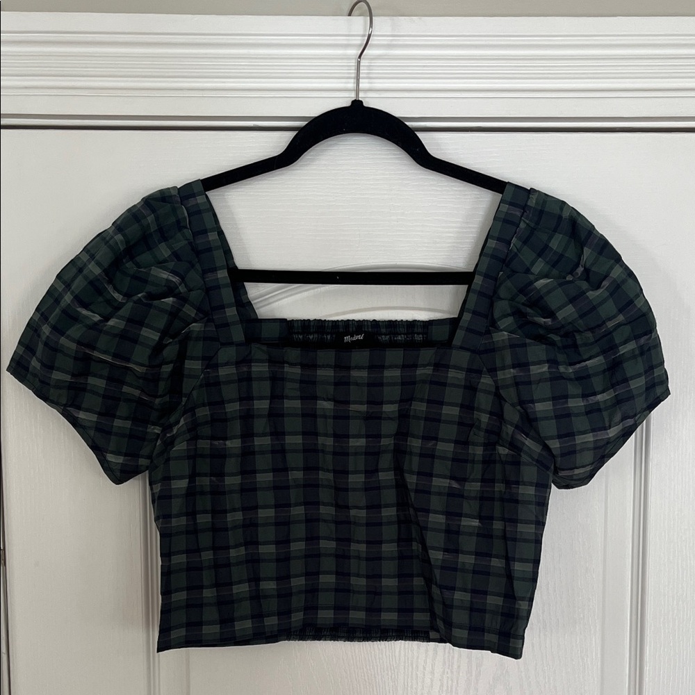 Madewell Plaid Puff Sleeve Top